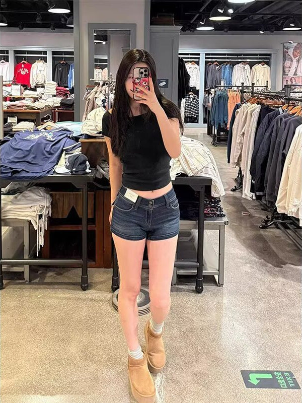 Women's Stretch Denim Shorts Low Waist